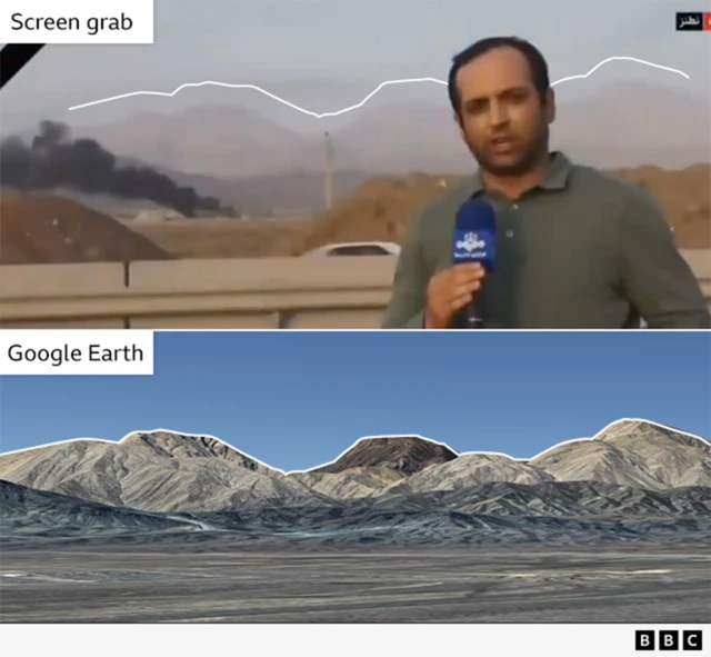 Image comparing the video footage with a 3D map on Google Earth