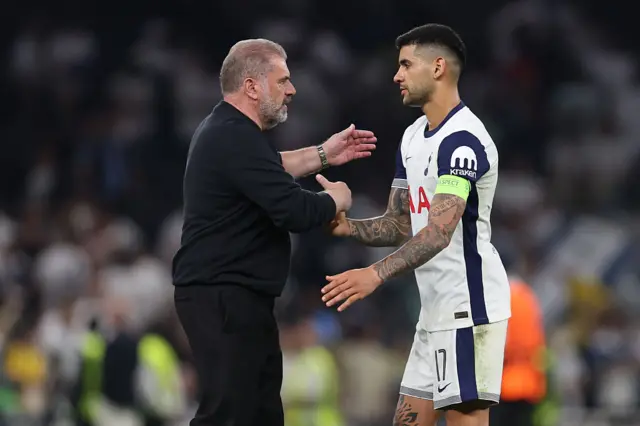 Cristian Romero and Ange Postecoglou