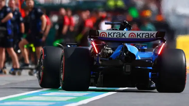 Alex Albon car has damage on the left side