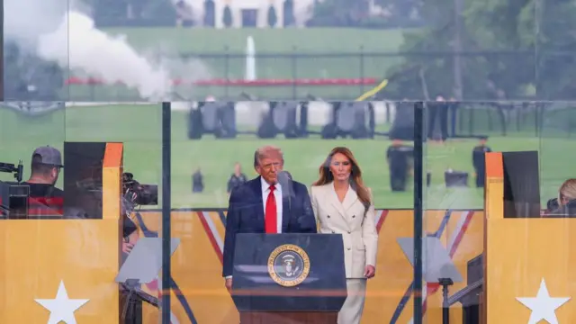 President Donald Trump, with first lady Melania Trump, in Washington DC on 14 June 2025