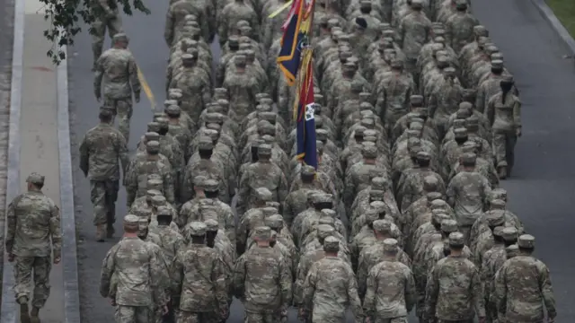 Soldiers march in Washington