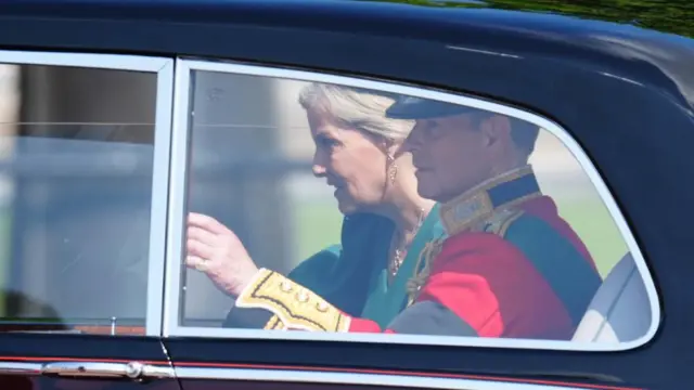 The Duke and Duchess of Edinburgh arrive at Buckingham Palace ahead of Trooping the Colour ceremony.