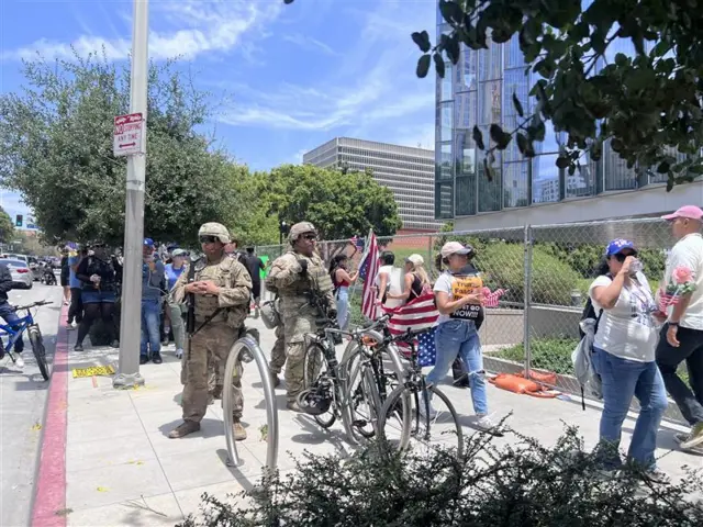 National Guard troops patrol in LA