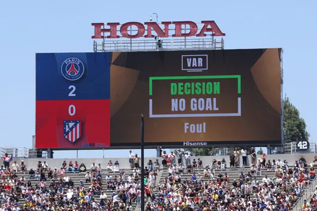 Decision no goal shown on the screen at the Rose Bowl