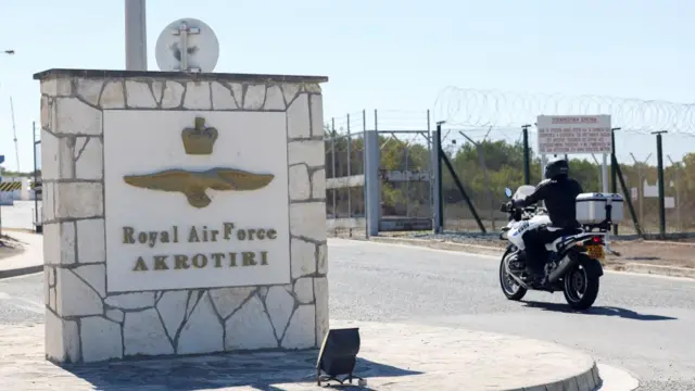 A view of the security gate of RAF Akrotiri