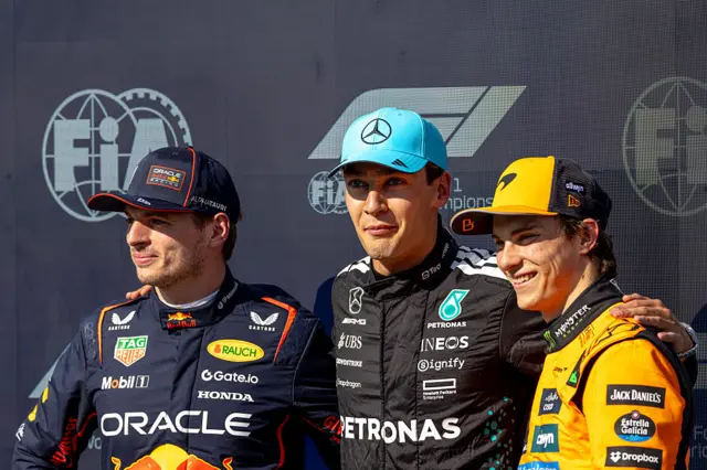 Max Verstappen, George Russell and Oscar Piastri