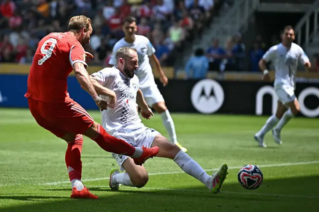 Harry Kane shoots for  Bayern Munich