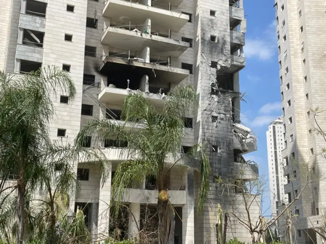 Building damaged by missile strike