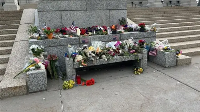 A memorial on display for the slain Minnesota lawmaker and her husband