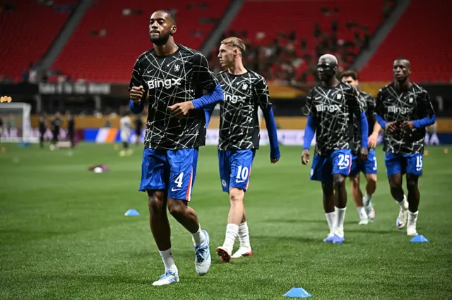 Chelsea players warm up