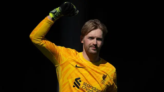 Caoimhin Kelleher of Liverpool FC celebrates