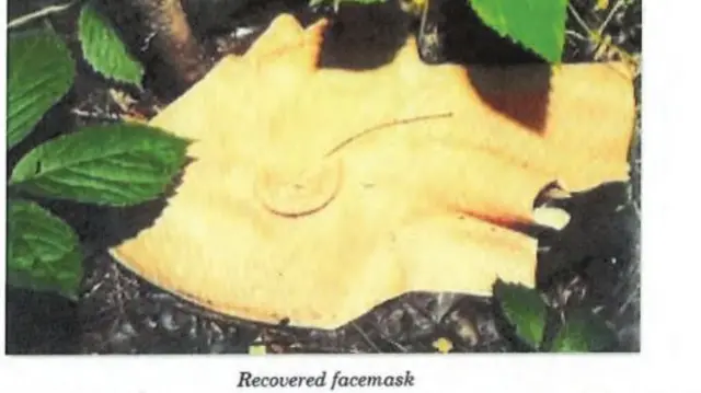 A photo of the recovered mask worn by the suspect as he fatally shot the Minnesota lawmaker