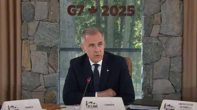 Mark Carney speaking at the G7