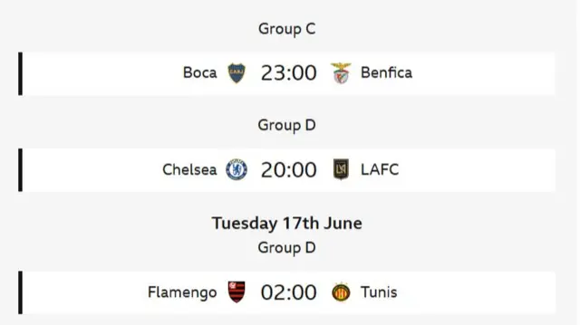 Club World Cup fixtures