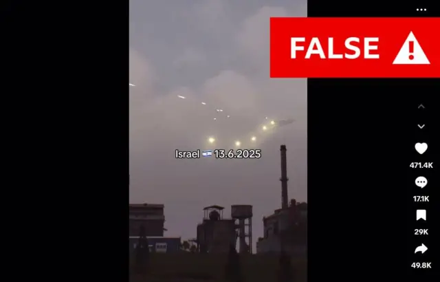 A screengrab labelled false showing footage from a combat simulator