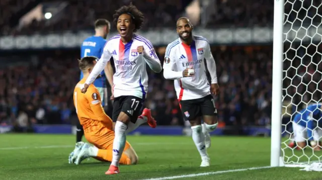 Malick Fofana of Olympique Lyonnais celebrates
