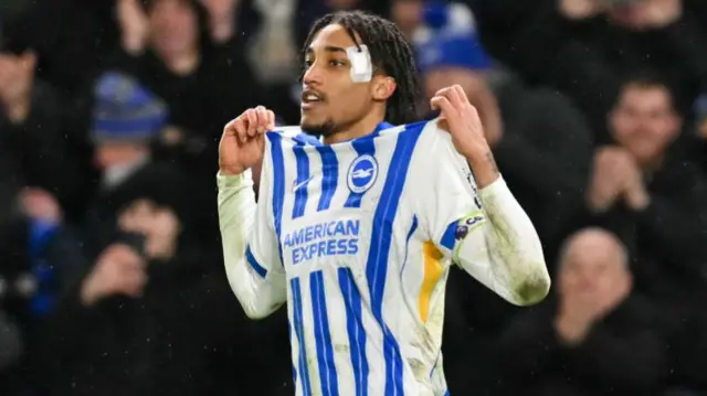 Joao Pedro celebrates after scoring
