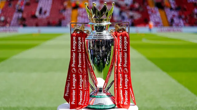 Premier League trophy at Anfield