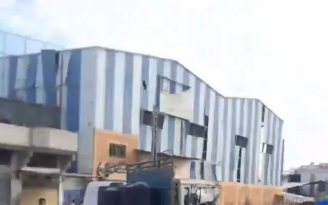 A building from the footage which could be geolocated due to its distinctive shape