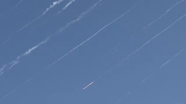 Missiles and interceptions are seen over Jerusualem