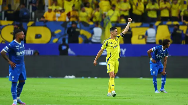 Cristiano Ronaldo of Al-Nassr reacts