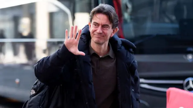 Brentford manager Thomas Frank arrives at the stadium