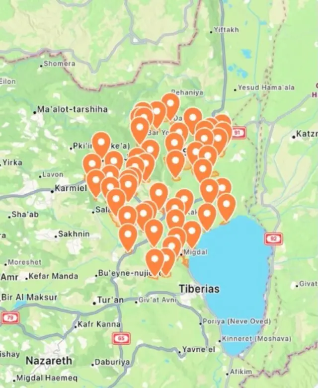 A map showing northern Israel