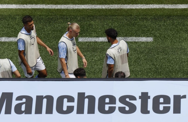 Manchester City's Rodri and Erling Haaland