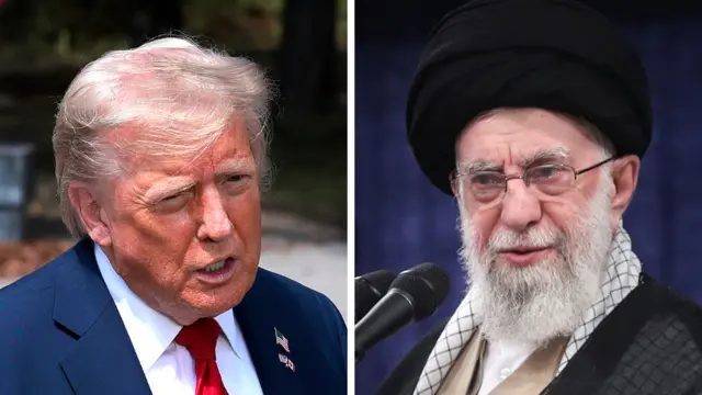 A composite image showing Trump and Khamenei