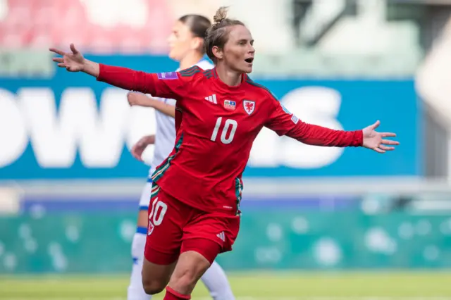 Wales' Jess Fishlock celebrates