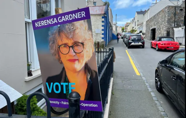 A photo showing a Vote for Kerensa Gardner poster on a street