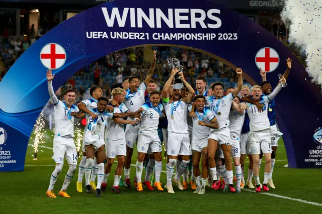 England with the European Under-21 Championship trophy