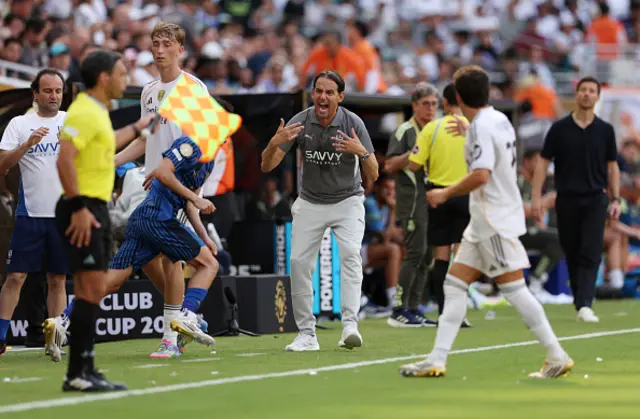 Simone Inzaghi, Head Coach of Al Hilal, reacts