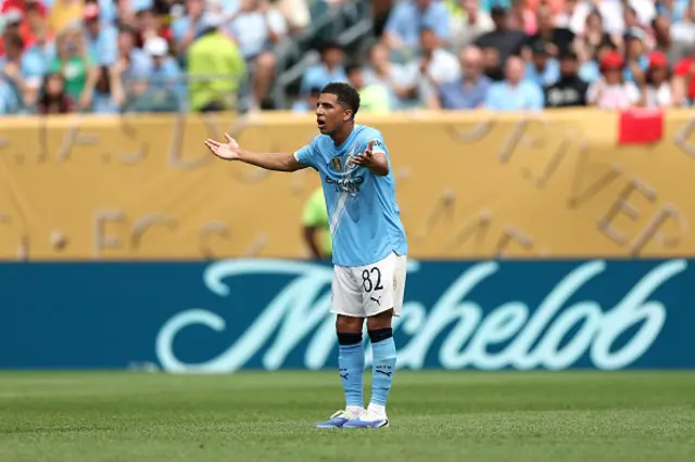 Rico Lewis of Manchester City reacts