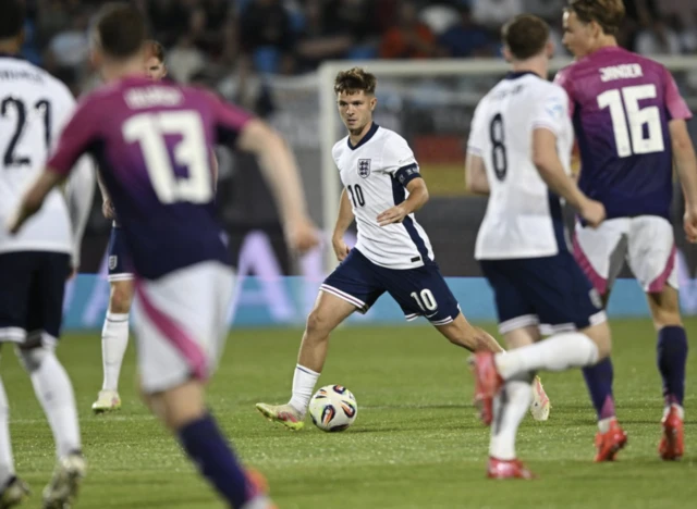 England's James McAtee in action