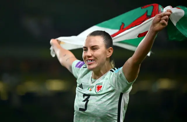 Gemma Evans celebrates Euro 2025 qualification