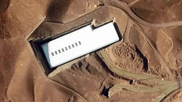 A satellite image showing part of the Fordo facility visible above ground