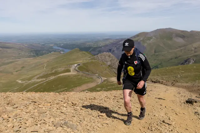 Rhian Wilkinson climbing Yr Wyddfa