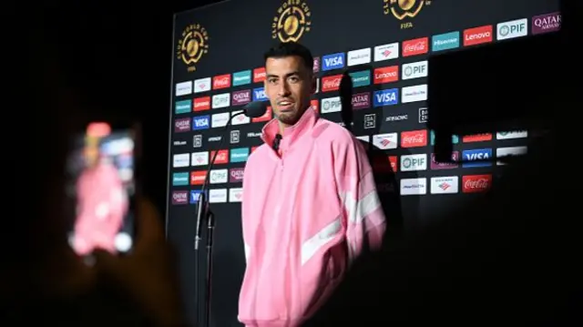 Sergio Busquets of Inter Miami CF talks to the media