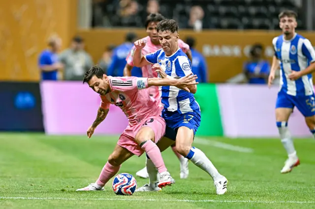 Lionel Messi of Miami attempts to control the ball