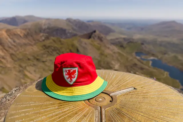A Wales bucket hat on Yr Wyddfa