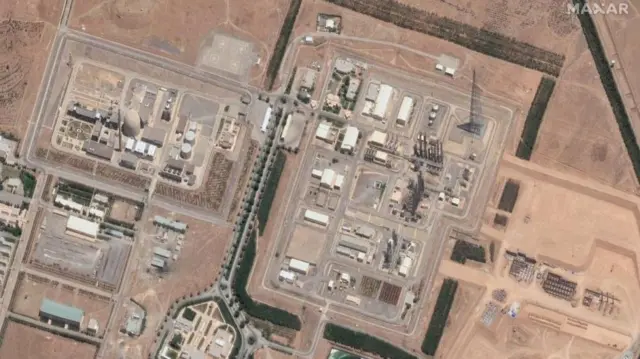 A handout satellite image made available by Maxar Technologies shows the Arak nuclear facility