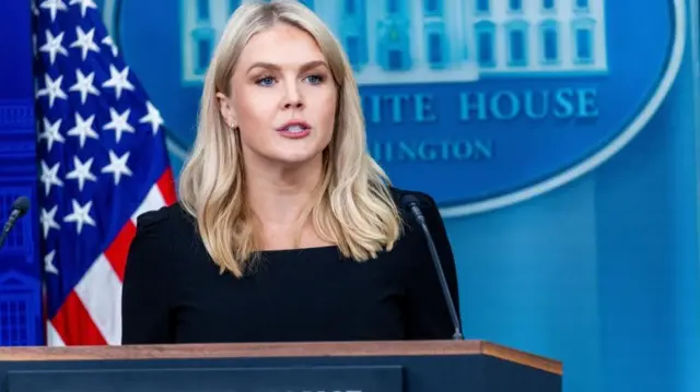 White House Press Secretary Karoline Leavitt speaks at a press briefing
