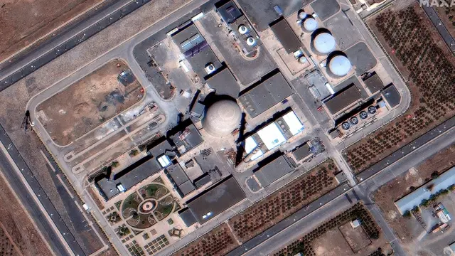 Imaging from 18 June - before Israeli forces bombed the site - shows the reactor dome intact