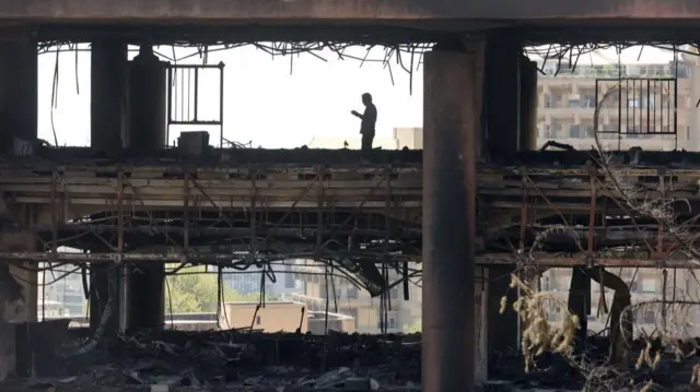 A view of the damaged building of Iranian state TV (IRIB) after an Israeli airstrike in Tehran