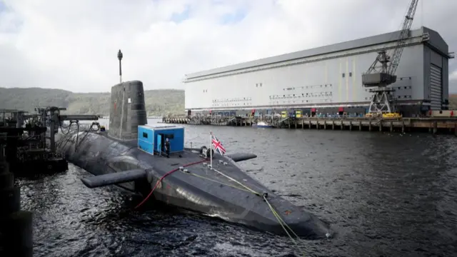 The Vanguard-class nuclear deterrent submarine HMS Vengeance at HM Naval Base Clyde, Faslane, pictured in 2017