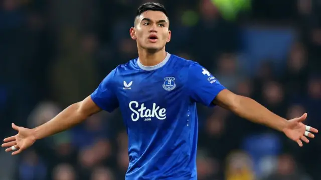 Charly Alcaraz of Everton reacts
