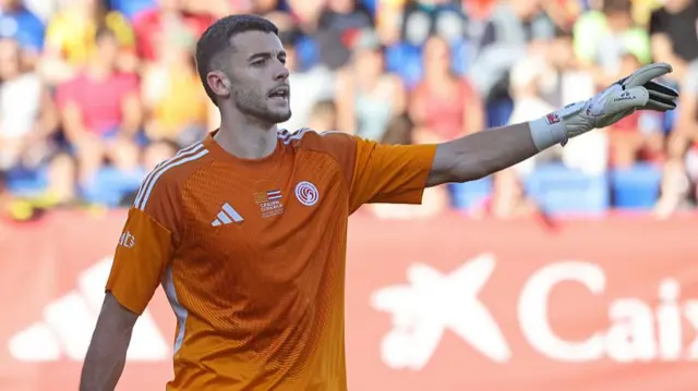Joan Garcia plays during the friendly match between Catalonia and Costa Rica at the Johan Cruyff Stadium in Barcelona
