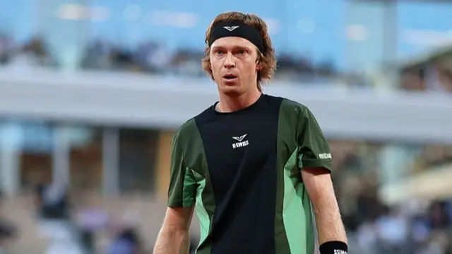 Andrey Rublev looks on