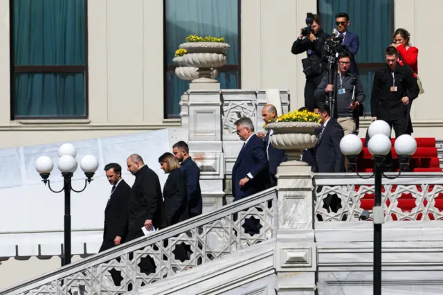 Ukrainian Defence Minister Rustem Umerov walks after a meeting at Ciragan Palace on the day of the second round of peace talks between Russia and Ukraine, in Istanbul,